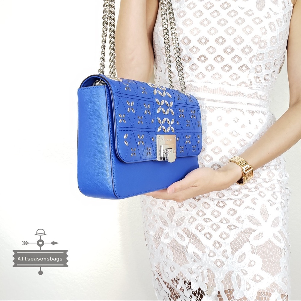 NWT Michael Kors Tina Shoulder Flap Electric Blue - Picture 3 of 7